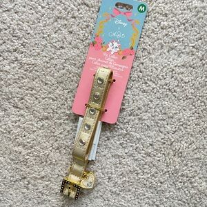 Disney x Ann Shen Collab Aristocats Marie Gold Sparkle Pet Collar Medium NEW